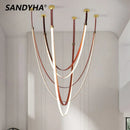 GobekUsa LED Long Strip Chandelier for Modern Living Room and Villa