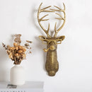GobekUsa Golden Deer Head Wall Hook: Antique Bronze Resin Animal Pendant for Stylish Wall Decor