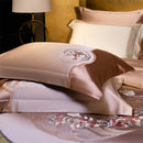 GobekUsa Elegant Flowers Embroidery Brocade Cotton Bedding Set - Duvet Cover, Sheet, Pillowcases
