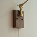 GobekUsa Ceramic LED Wall Light Rotatable Walnut Bedside Lamp