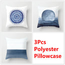 GobekUsa Blue Ink Flower Cushion Cover Set - Nordic Style Sofa Pillowcase Trio for Home Decoration