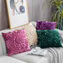 GobekUsa 3D Velvet Flower Pillow Covers in Yellow Beige 45x45cm
