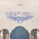 GobekUsa Blue Crystal LED Chandelier: Luxury Classic Pendant Light for Living Room.