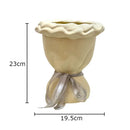 GobekUsa Ceramic Vase with Artificial Flowers Bouquet for Desk and Room Decoration