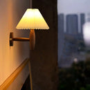 GobekUsa Cream PVC LED Wall Lamps Japanese Walnut Wood Applique Murale