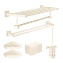 GobekUsa Bathroom Set: Cream White Shelf, Towel Rack, Paper Holder, Brush Holder & Hardware