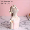 GobekUsa Decorative Butterfly Girl Sculptures Resin Flower Vase Ornaments