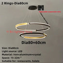 GobekUsa Black Gold LED Ceiling Chandelier Crystal Decorative Pendant Lamp for Dining Room Bedroom