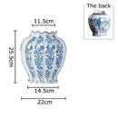 GobekUsa Blue & White Porcelain Vase Desk Decor with Artificial Flowers