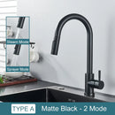 GobekUsa Black Kitchen Faucet: Single Handle Pull Out Mixer, Two Function Hot and Cold Water Taps