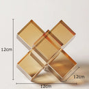GobekUsa Cross Crystal Geometric Glass Sculpture Desk Decoration Frosted Square Statue