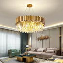 GobekUsa Crystal LED Chandelier: Adjustable Metal Hanging Lamp for Living Room, Dining, Bedroom