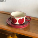 GobekUsa Fruits Pattern Porcelain Coffee Mug Set for Dining Table and Afternoon Tea