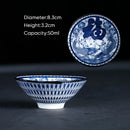 GobekUsa Blue & White Ceramic Kung Fu Tea Cup, Japanese Style Porcelain Sake Espresso Mug