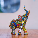 GobekUsa Elephant Resin Figurine: Graffiti Animal Statue for Home Feng Shui Decor