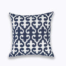 GobekUsa Blue Floral Mandala Leaves Wave Embroidered 45x45cm Cotton Pillow Cover