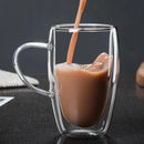 GobekUsa Double Wall High Borosilicate Glass Mug with Handle, Heat Resistant Coffee Cup