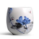 GobekUsa Ceramic Kung Fu Tea Cup With Handle White Porcelain Drinkware