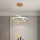 GobekUsa Gold Circle Rings Chandelier LED Pendant Light for Living Room, Kitchen, Dining Room