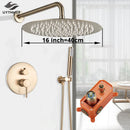 GobekUsa Gold Shower Faucet with Rainfall Head and Hand Sprayer - Wall Mount Mixer Set