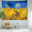 GobekUsa Golden Field Oil Painting Tapestry Wall Hanging - Retro Hippie Art Decor