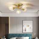 GobekUsa Gold Glass Ceiling Lamp. Modern Round Corrugated Design for Bedroom, Living Room, Cloakroom.