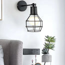GobekUsa Black Iron Cage Wall Lamp: Retro Indoor Sconce for Bedroom, Bar, and Reading