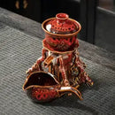 GobekUsa Dragon Teapot & Magnetic Rotating Tea Set, Chinese Kung Fu Teaware