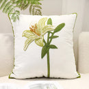 GobekUsa Green Embroidered Cotton Cushion Cover, Rustic Throw Pillowcase for Living Room Sofa