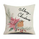 GobekUsa Cartoon Birds Christmas Pillowcase 45X45cm - Linen Sofa Cushion Cover