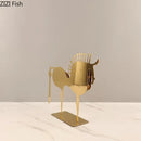 GobekUsa Golden Horse Metal Animal Sculpture Desk Ornament