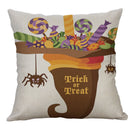 GobekUsa Halloween Pumpkin Ghost Bat Linen Pillow Cover for Sofa Decor