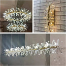 GobekUsa Clear Crystal LED Chandelier Round Lamp - Gold Metal Wire, Adjustable G4 Bulb