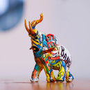 GobekUsa Elephant Resin Figurine: Graffiti Animal Statue for Home Feng Shui Decor