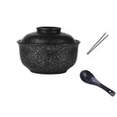 GobekUsa 6.5inch Retro Ceramic Ramen Bowl Set with Lid, Chopsticks, and Spoons
