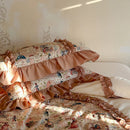 GobekUsa 100% Cotton French Print Lace Ruffles Bedding Set - 4 Piece Bed Sets