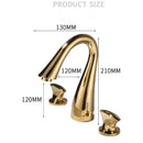 GobekUsa Black & Gold Basin Faucet: 3 Hole Waterfall Bathroom Sink Tap, Total Brass