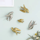 GobekUsa Golden Bird Swallow Sculpture Wall Decor Three-dimensional Handicrafts
