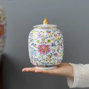 GobekUsa Enamelled Porcelain Tea Caddy Ginger Jar - Desktop Storage Container