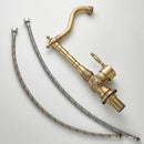 GobekUsa Antique Carved Brass Bathroom Sink Faucet Hot & Cold Mixer Deck Mounted Tap