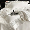 GobekUsa Lace Embroidery 1200TC Egyptian Cotton 4Pcs Bedding Set with Wide Hollow Design
