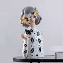 GobekUsa Cartoon Girls Resin Figure Sculpture for Home Decor