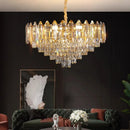 GobekUsa Gold Amber Crystal Chandelier Lights Modern Room Decor Hanging Lamp