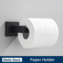 GobekUsa Black Stainless Steel Bathroom Accessories Set: Towel Bar, Paper Holder, Hook & Bath Rack