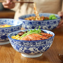 GobekUsa Blue and White Retro Ceramic Soup Noodle Bowl