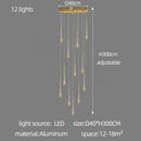 GobekUsa Gold LED Chandelier for Duplex Villa Living Room and Staircase
