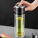 GobekUsa Insulated Glass Cup: Large Capacity, One-Click Open Lid, Heat-Resistant Double-Layer