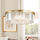 GobekUsa Gold Black Metal Crystal Pendant Lights Chain Hanging LED Suspension Lamp Fixtures