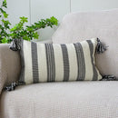 GobekUsa Boho Tufted Fringed Black White Geometry Printed 45x45cm Pillowcase