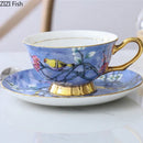 GobekUsa Cartoon Bird Pattern Ceramic Cup & Saucer Set for Dining Table and Coffee Mug